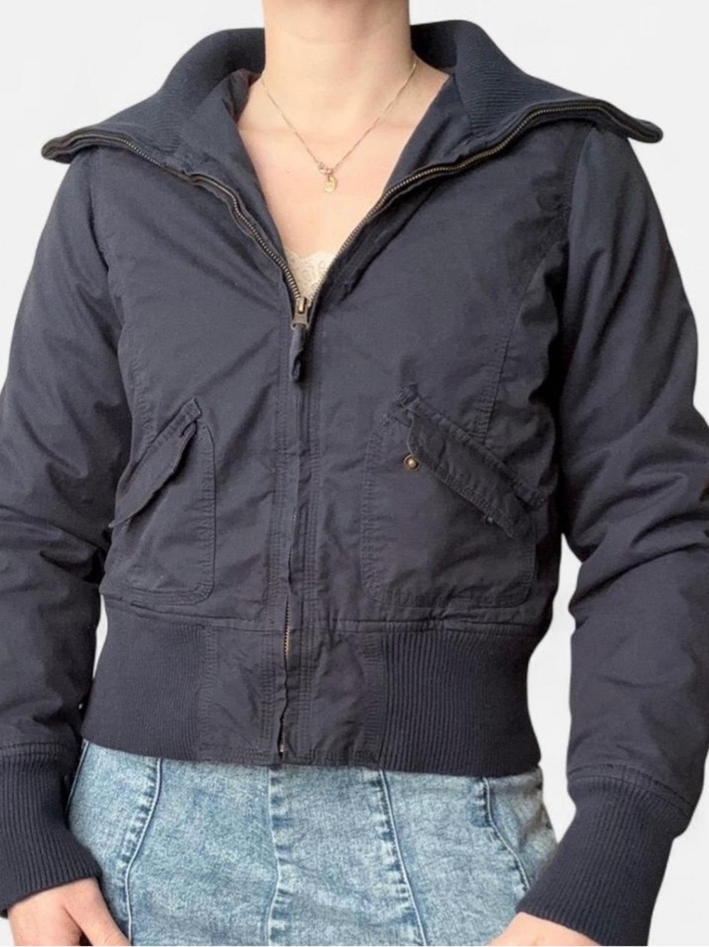 Steve & Barry's Dark Navy Women's Bomber Jacket